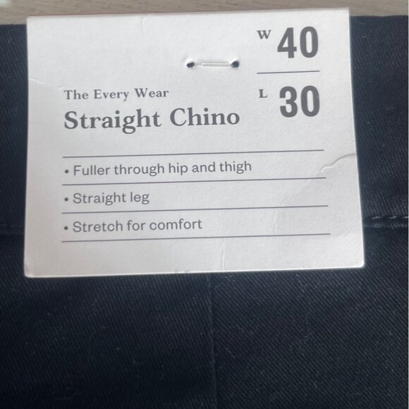 Goodfellow Straight Chino Pants Mens 40 X 30 Black New Stretch - Picture 9 of 11
